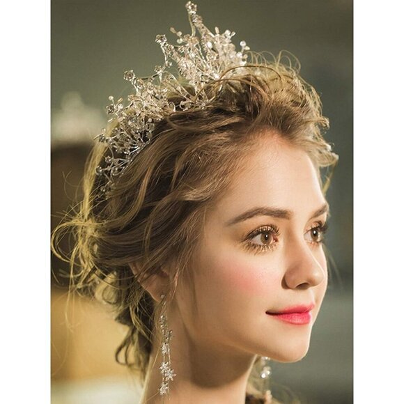 Gold Crown for Women Crystal Tiara Bride Bridesmaid Costume Party Accessory main image 4